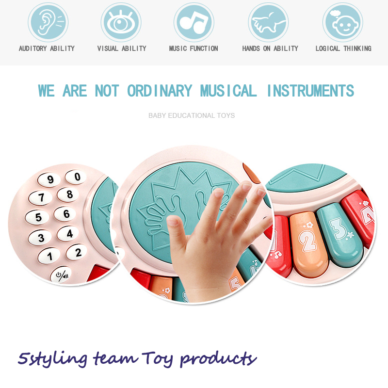 เด็กดนตรีแสงมือปรบมืออิเล็กทรอนิกส์โทรศัพท์กลองเด็กร้องเพลงสติการศึกษาของเล่นการศึกษาปฐมวัย